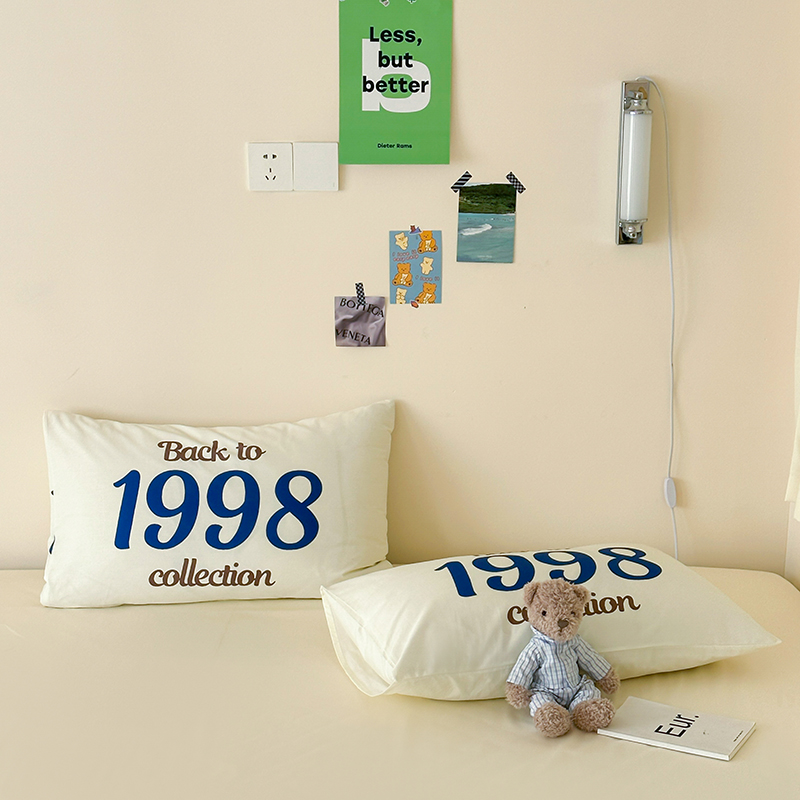 2024新款全棉双面数码印花夏季单枕套--简约字母系列 48*74cm/只 1998-米