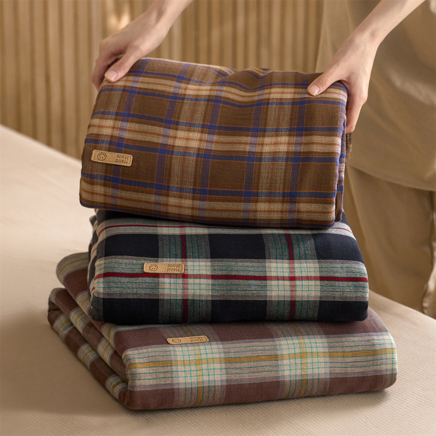 2025新款纯棉色织提花双层纱被套+被芯二合一可拆卸新疆棉花被 组合