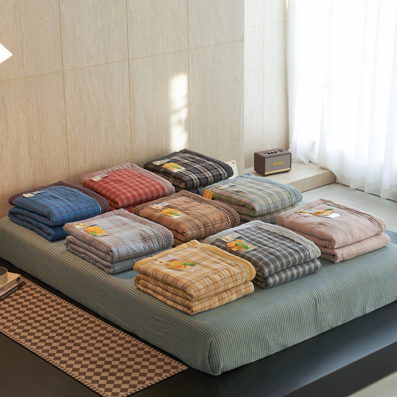 2026新品纯棉A类提花双层纱大豆夏被四件套 组合