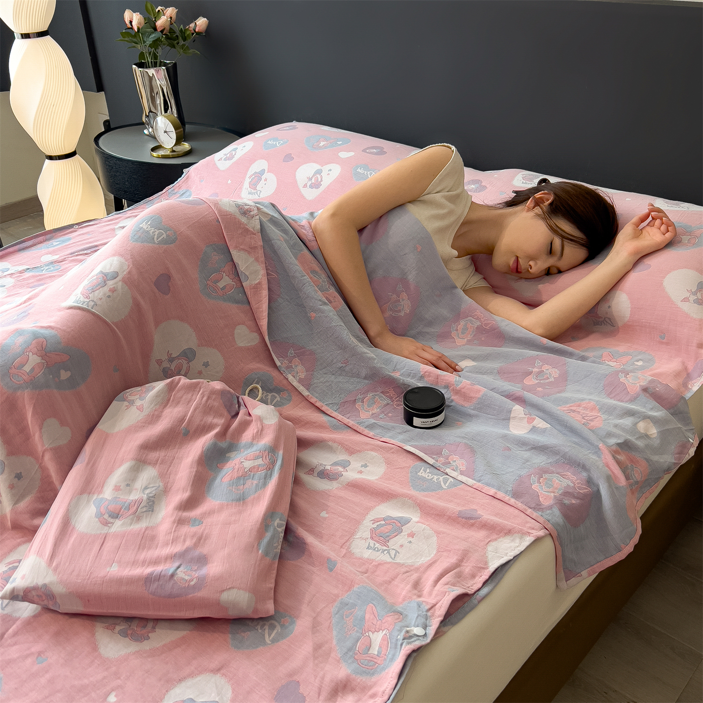 2025新品纯棉A类色织提花双层纱睡袋