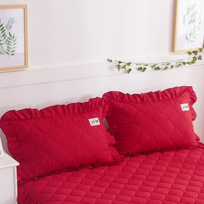 2023新款纯色磨毛四件套—夹棉枕套（单品） 48cmX75cm/对 大红