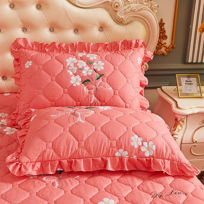 2023新款亲肤棉夹棉床裙系列—单枕套 枕套一对 甜蜜花语-红