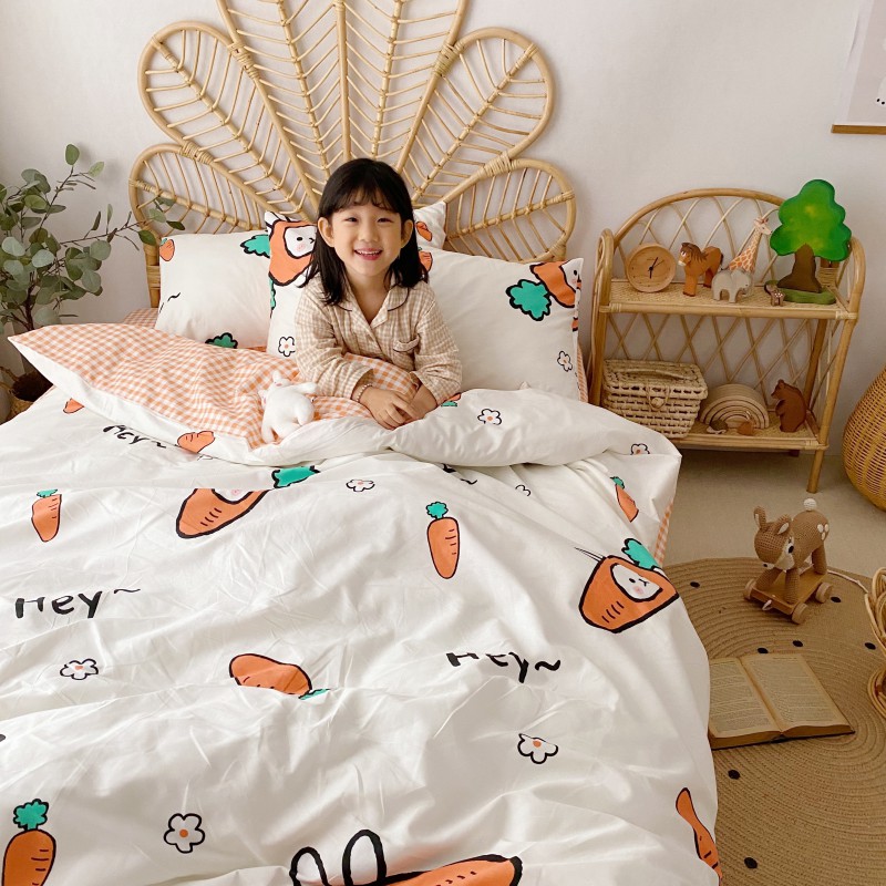 2020新款-13372全棉四件套 床单款四件套1.5m（5英尺）床 小萝卜兔