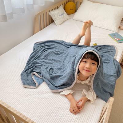 2021新款-华夫格笑脸毯儿童毯空调毯 150x200cm 蓝
