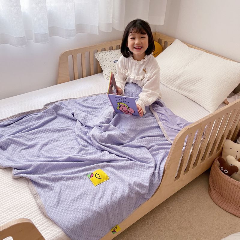 2021新款-华夫格笑脸毯儿童毯空调毯 150x200cm 紫