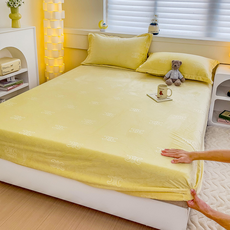 2023新款加厚保暖高克重宝宝绒单品床笠枕套--思琳系列（包含买家秀） 120*200cm 笠-柠檬黄