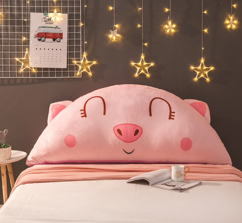 猪猪卡通床头大靠背1.2/1.5米床通用大靠垫，送抱枕一只 0.9m 眯眯小猪靠背