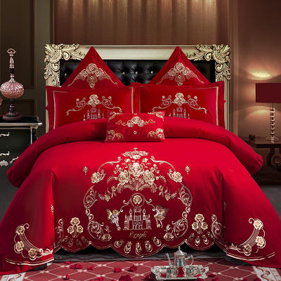 全棉刺绣婚庆四件套、多件套 标准床单四件套（1.5m-1.8m床） 梦幻城堡