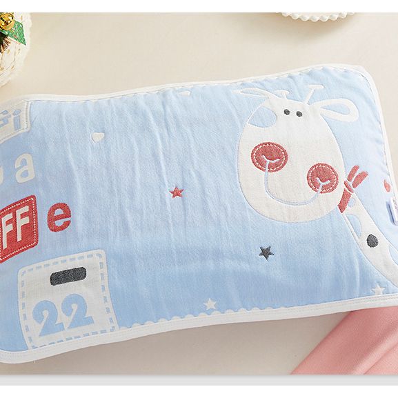 2024独版儿童枕巾 35*55cm/对 长颈鹿 蓝