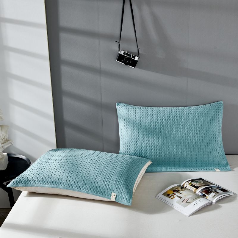 2024新款全棉华夫格摩卡系列枕巾（50*80cm/对） 50*80cm/对 摩卡绿