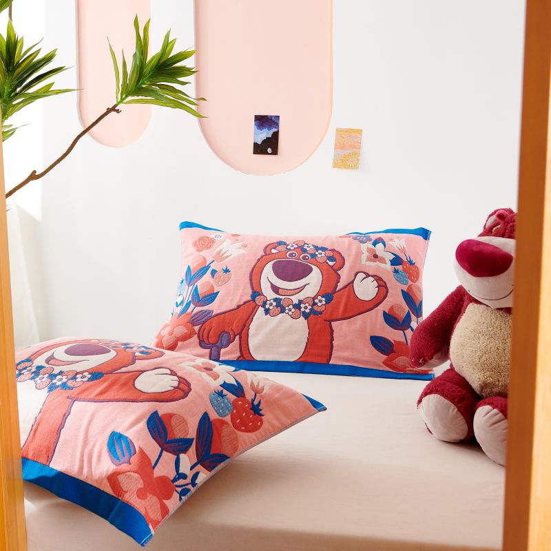 2024新款全棉纱布迪士尼形象系列枕巾（50*80cm/对） 50*80cm一对 爱上草莓熊