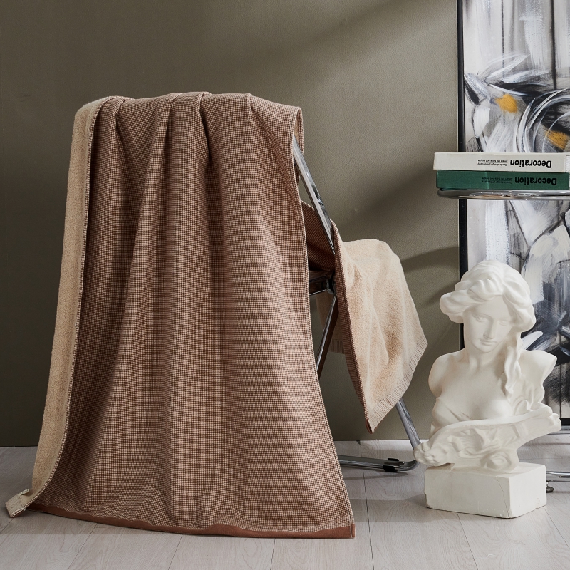 2024新款全棉经典纱布毛圈系列浴巾（80*150cm/条） 经典气质咖