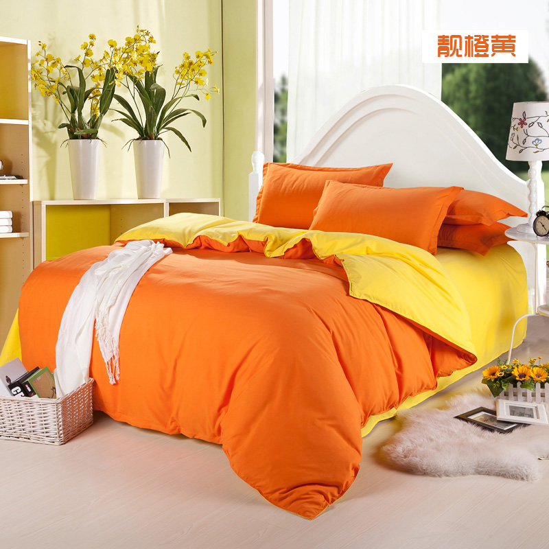 纯色双拼四件套 1.0m（3.3英尺）床 靓橙黄