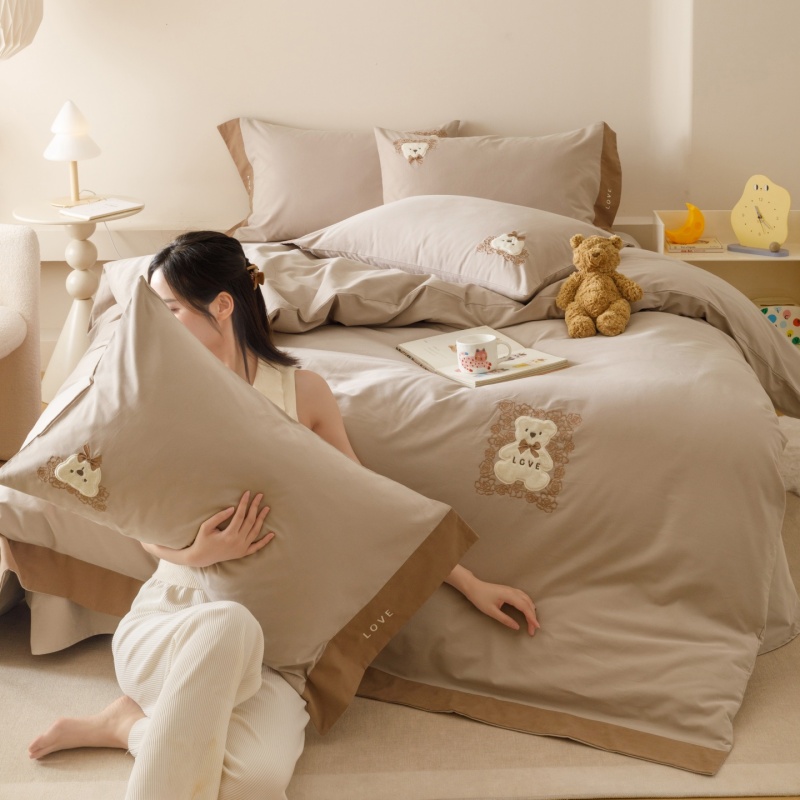 2025新款A类新疆长绒棉加厚柔顺全棉磨毛全棉四件套--奶芙系列 奶芙-大麦灰