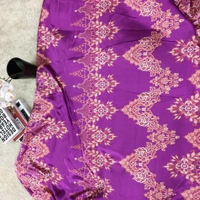 2018新款--色丁分散印花水洗真丝套件被芯面料 幅宽 150cm 锦绣风姿-紫