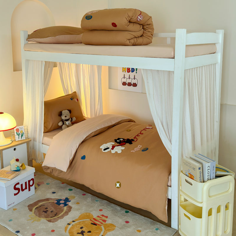 2025新款卡通A类超柔水洗棉毛巾绣学生宿舍三件套