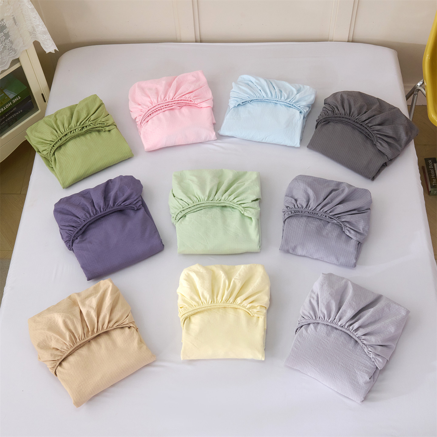 2025新款A类云感木棉双层纱毛巾绣熊猫款床笠 组合图（仅参考）