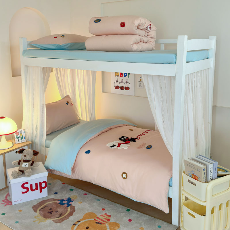 2025新款卡通A类超柔水洗棉毛巾绣学生宿舍三件套