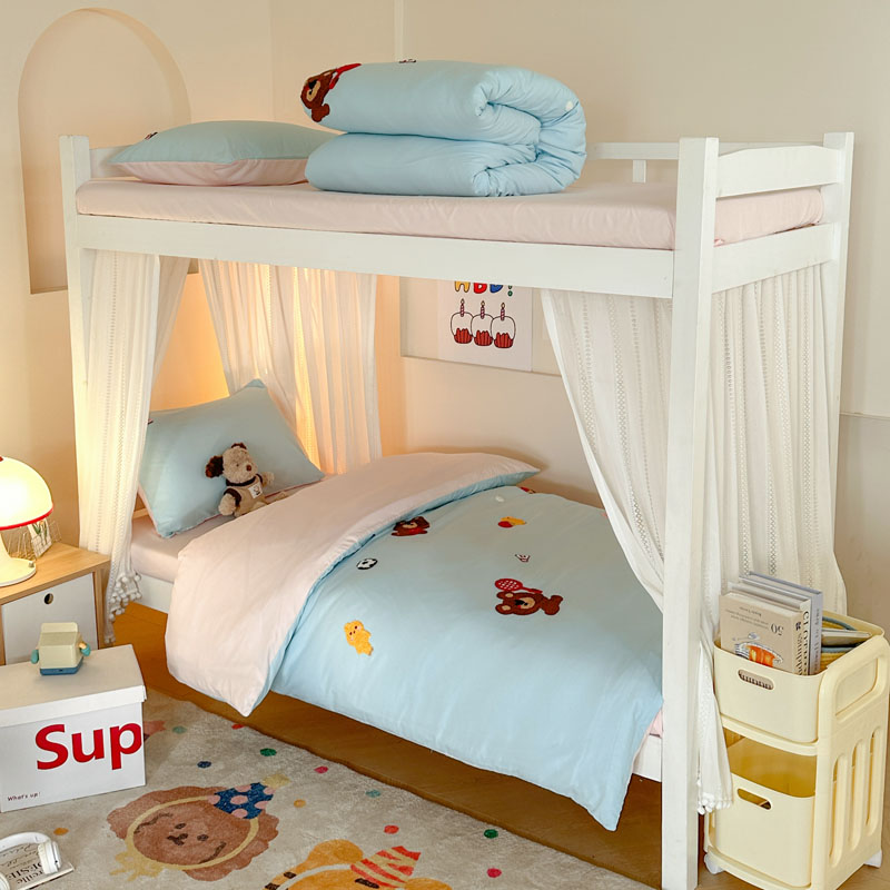 2025新款卡通A类超柔水洗棉毛巾绣学生宿舍三件套