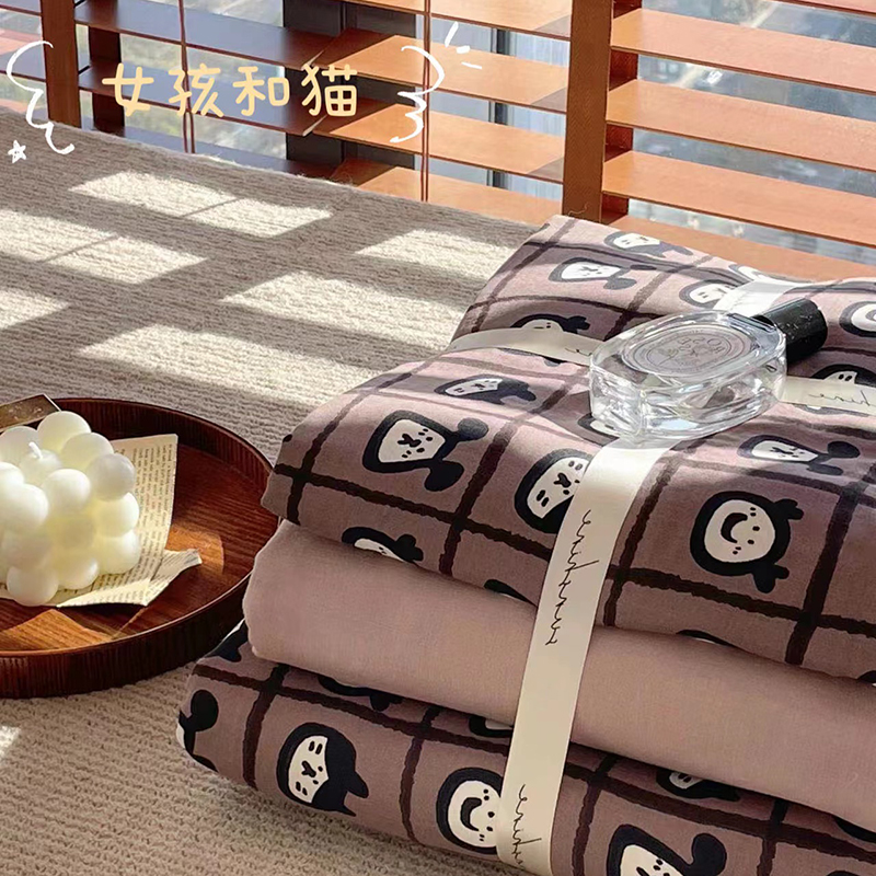 2024新款全棉印花双层纱四件套-系列一 可芮朵