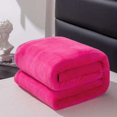 2023新款220克素色法莱绒毛毯盖毯子休闲毯 1.0*1.5m 玫红色