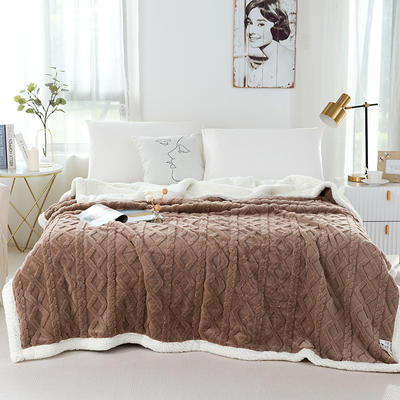 2023新款塔芙绒毯羊羔绒收包边休闲毯盖毯午休毯-风格一 100*150cm 咖啡色