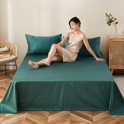 2022新款100支长绒棉贡缎纯色系列-单床单 160*230cm单床单 松石绿