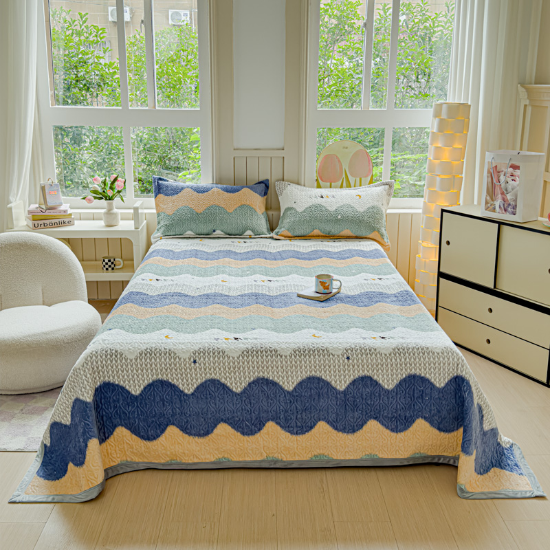 2025秋冬新款印花牛奶绒直角单床盖宽边加厚 直角款-乘风破浪