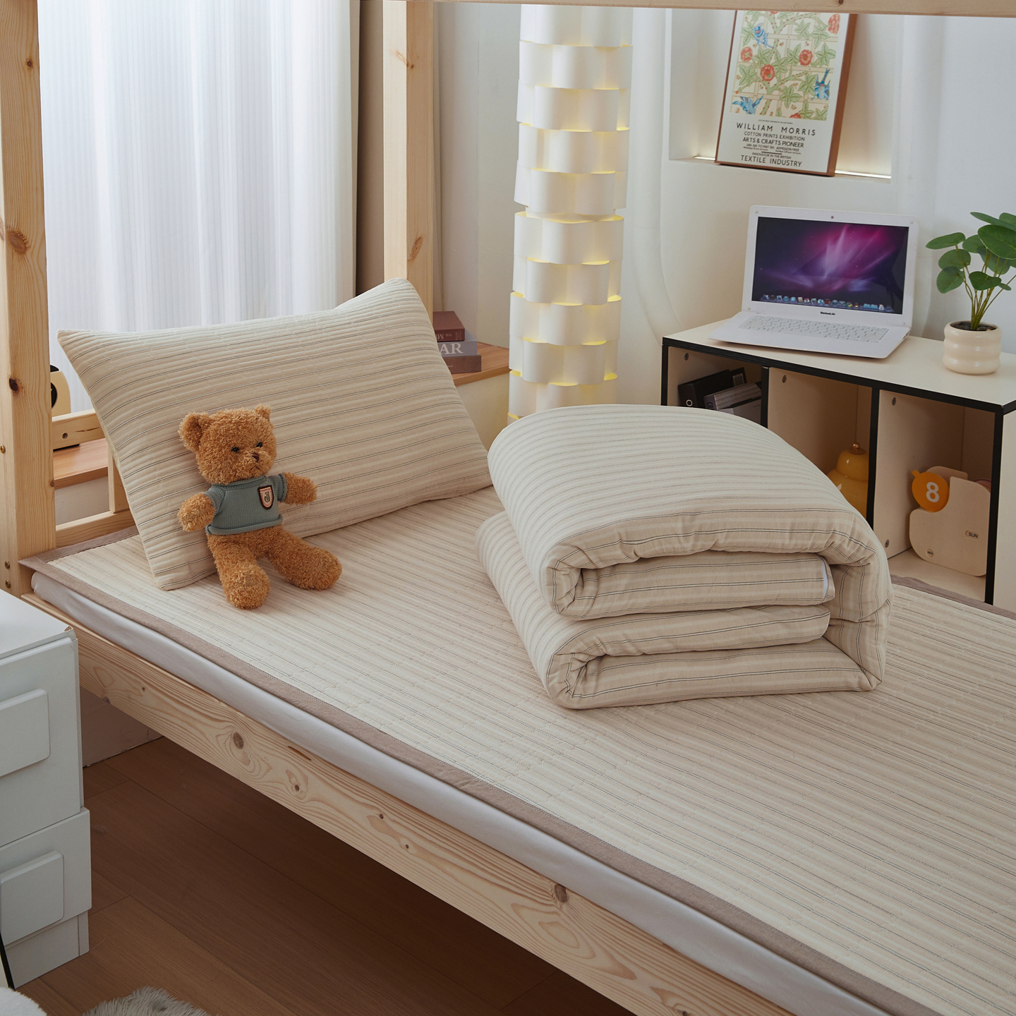 2025新款全棉色织水洗棉四件套纯棉床盖被套罩枕套学生三件套宿舍单人床-床盖款