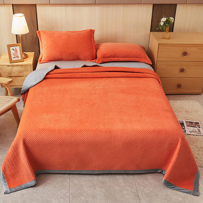 新款高密度牛奶绒多功能床盖 盖毯 90*200cm单床盖 阳光橙