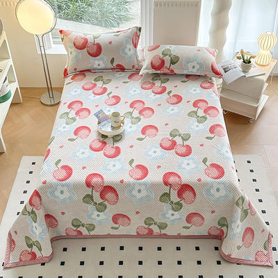 新款高密度牛奶绒多功能床盖 盖毯 200*230cm单床盖 樱桃世界