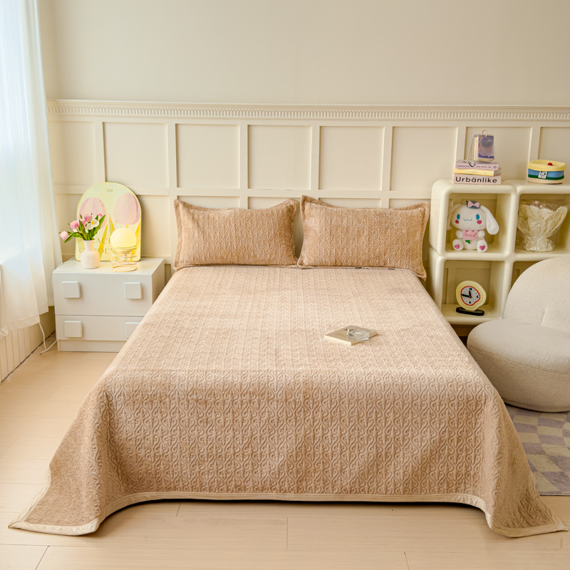2025秋冬新款印花牛奶绒直角单床盖宽边加厚 直角款-奶咖