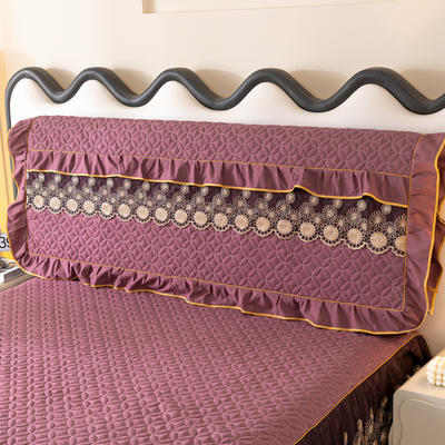 2023爆款纯色欧式花边加厚水洗棉磨毛夹棉绗缝床头罩-金玉良缘 1.8m床头罩 优雅紫