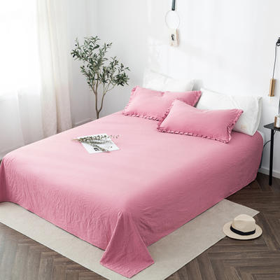 2020新款水洗棉褶皱花边 单品床单 单床单：240cmx245cm 胭脂红