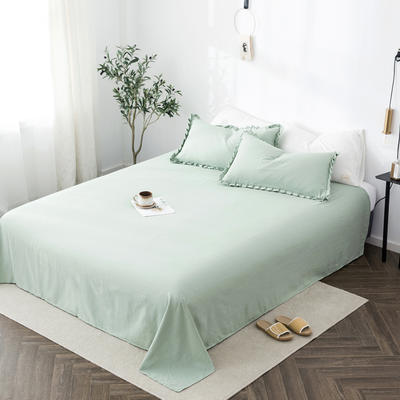 2020新款水洗棉褶皱花边 单品床单 单床单：240cmx245cm 月牙绿