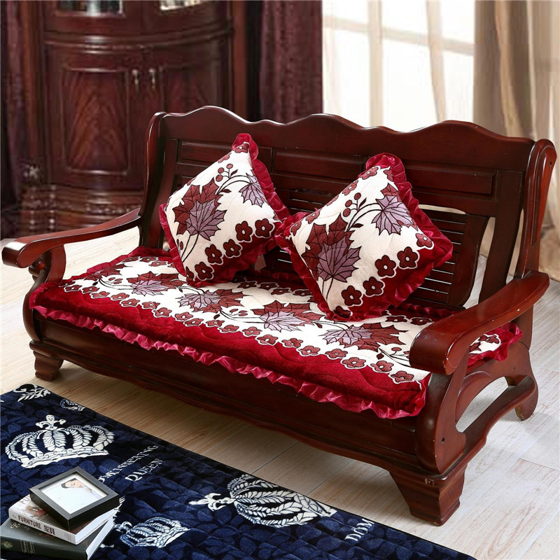 2022新款布艺沙发垫（长条款） 双人52x108厘米 红叶
