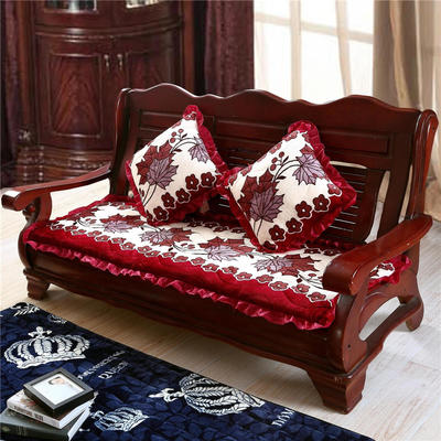 2022新款布艺沙发垫（长条款） 双人52x108厘米 红叶