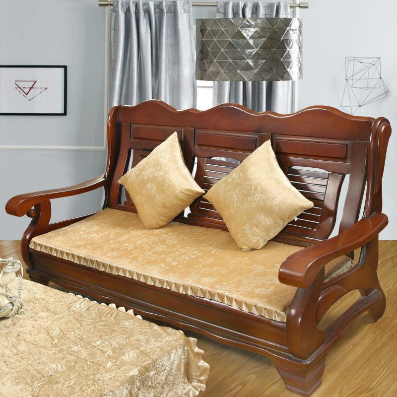 2022新款布艺沙发垫（长条款） 双人52x108厘米 金丝绒米色
