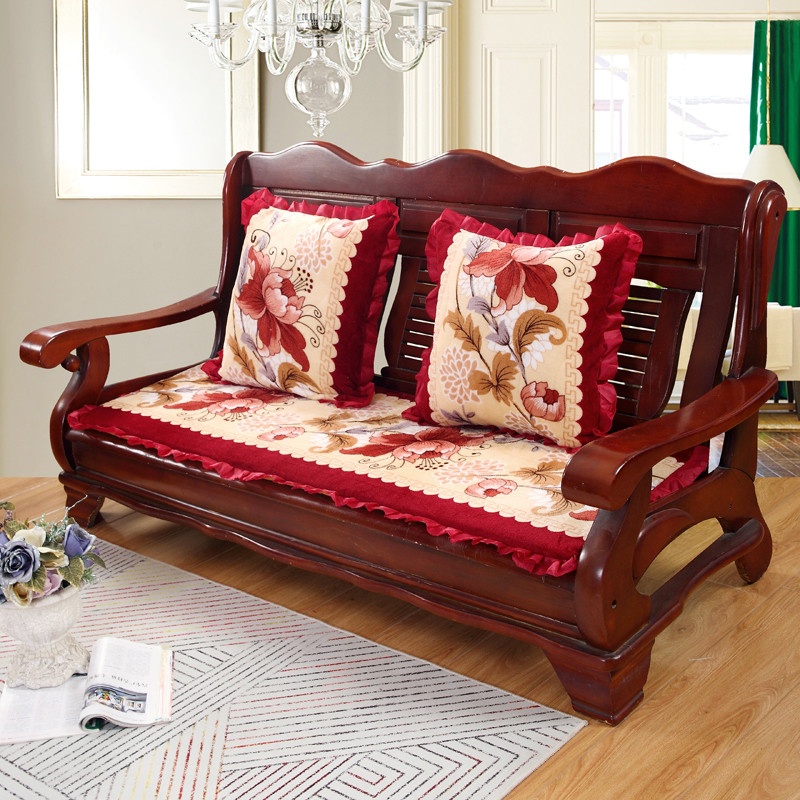2022新款布艺沙发垫（长条款） 双人52x108厘米 郁金香红