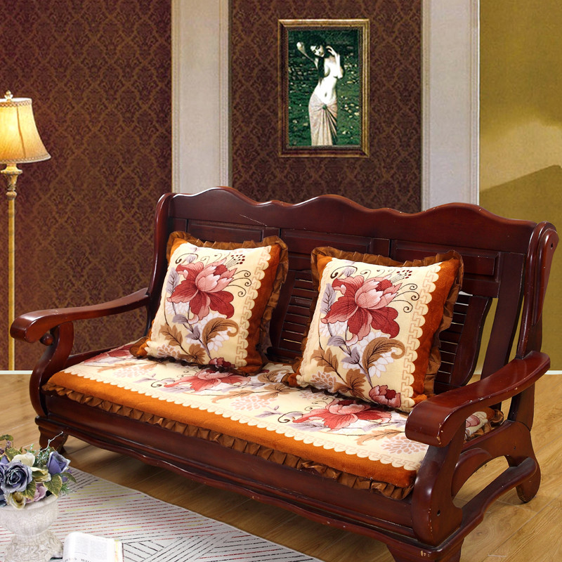 2022新款布艺沙发垫（长条款） 单人52x52厘米 郁金香桔