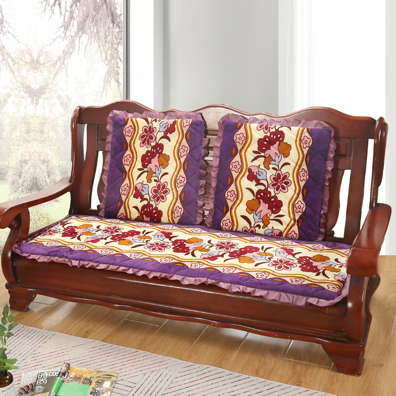 2022新款冬季沙发垫（长条） 双人：53*106cm 富贵花-紫