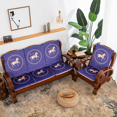 2022新款水晶绒实木沙发坐垫高密海绵沙发垫连体带靠背椅垫乳胶垫 单人长55cm 白马 紫色