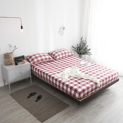 水洗棉格型单品床单 230cmx250cm 红中格