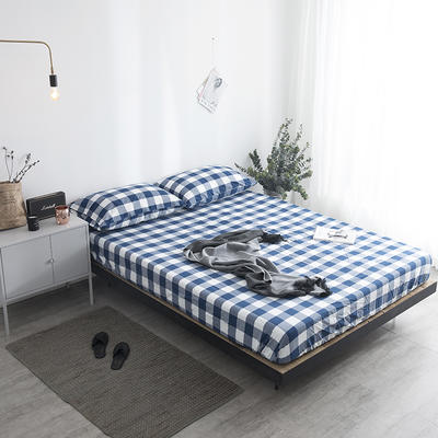 水洗棉格型单品床单 230cmx250cm 蓝中格