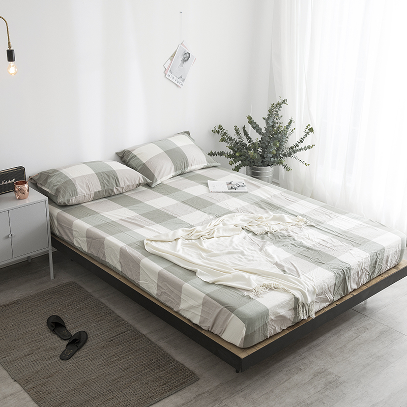 水洗棉格型单品床单 230cmx250cm 绿大格