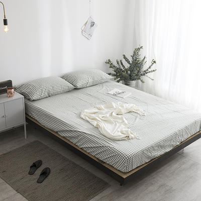 水洗棉格型单品床单 230cmx250cm 绿小格