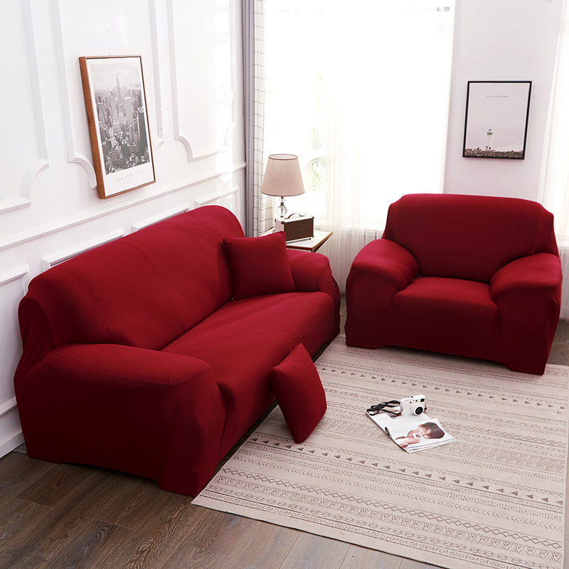 2020新款纯色沙发套 90-140 cm单人 纯色酒红