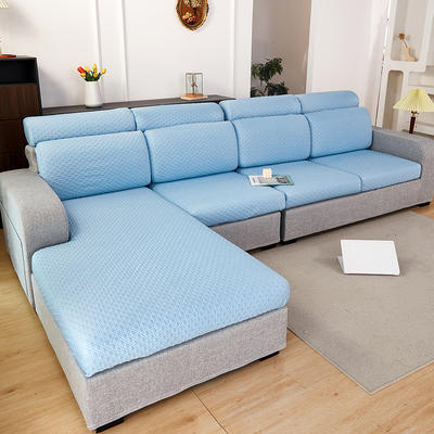 2022新款3D按摩凉格系列沙发坐垫套 沙发套 单人：宽50-65*长50-63*高5-20cm 凉格-天蓝