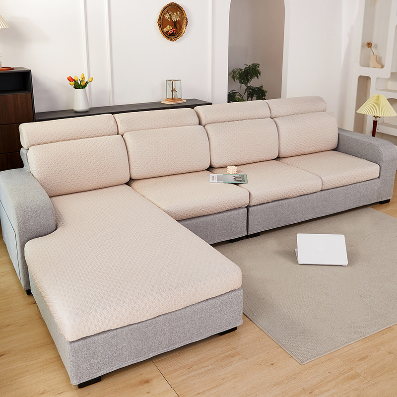2022新款3D按摩凉格系列沙发坐垫套 沙发套 单人：宽50-65*长50-63*高5-20cm 凉格-米咖