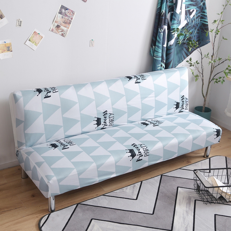 整理印花沙发床 沙发套 适用于160-190之间的沙发床 蓝色皇冠